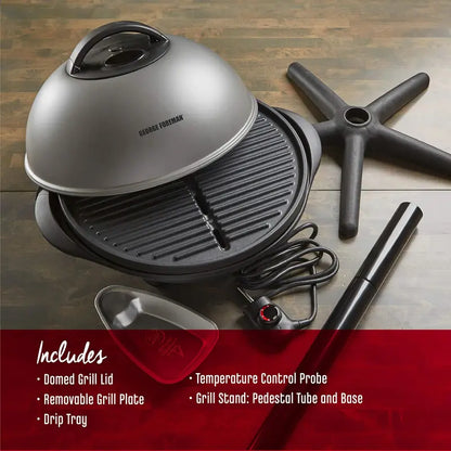 George Foreman Silver Grill  12+ Serving Electric Contact Grill with Slope Design