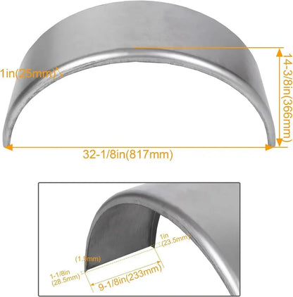 HECASA 16-Gauge Steel Trailer Fenders for 14-16″ Wheels, 32″x9″x15″, 2-Pack with Backs