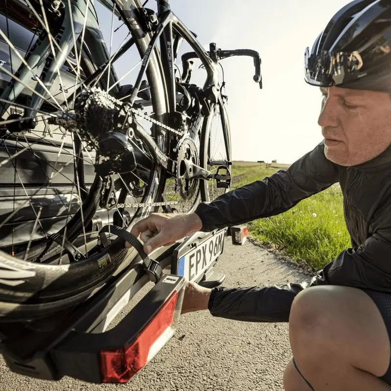 Thule EasyFold XT 2-Bike Towbar Rack  Silver Folding Hitch Mount for Easy Transport