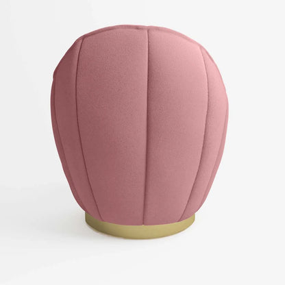 Fauteuil en velours rose vintage, base cerclage dor  effet laiton