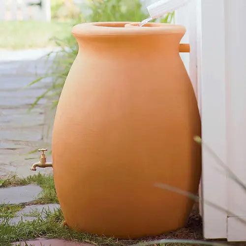 Algreen 81113 Castilla Rain Barrel with Brass Spigot, Dark Brown, 50-Gallon