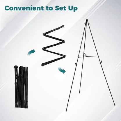 65-Inch Adjustable Metal Easel Stand Set with Card Slots and Non-Slip Rubber Feet (6-Pack)