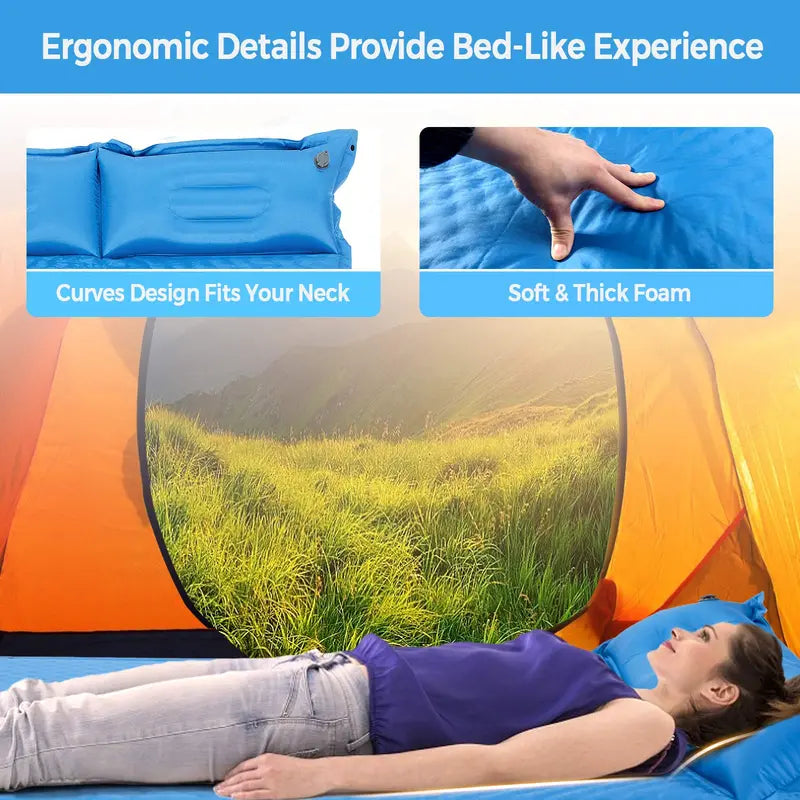 Self-Inflating Foam Camping Sleeping Pad  Lightweight Outdoor Mat