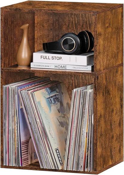 LEYAOYAO Natural Wood 7-Cube Bookshelf  Modern Open-Back Storage Unit with Solid Legs