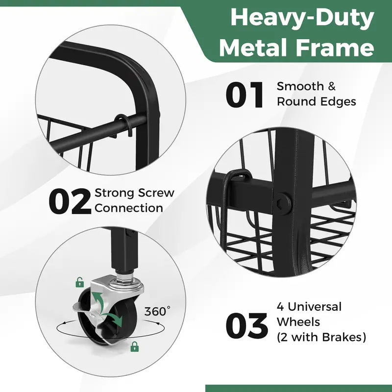 Mobile Sports Equipment Organizer  Wheeled Ball Rack for Garage or Gym Storage