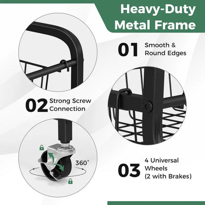 Mobile Sports Equipment Organizer  Wheeled Ball Rack for Garage or Gym Storage