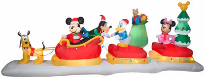 Gemmy Animated 6-Foot Mickey & Friends Christmas Sleigh Inflatable with Built-in Lights