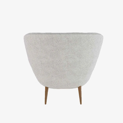 Fauteuil en tissu bouclette gris-cr me et bois