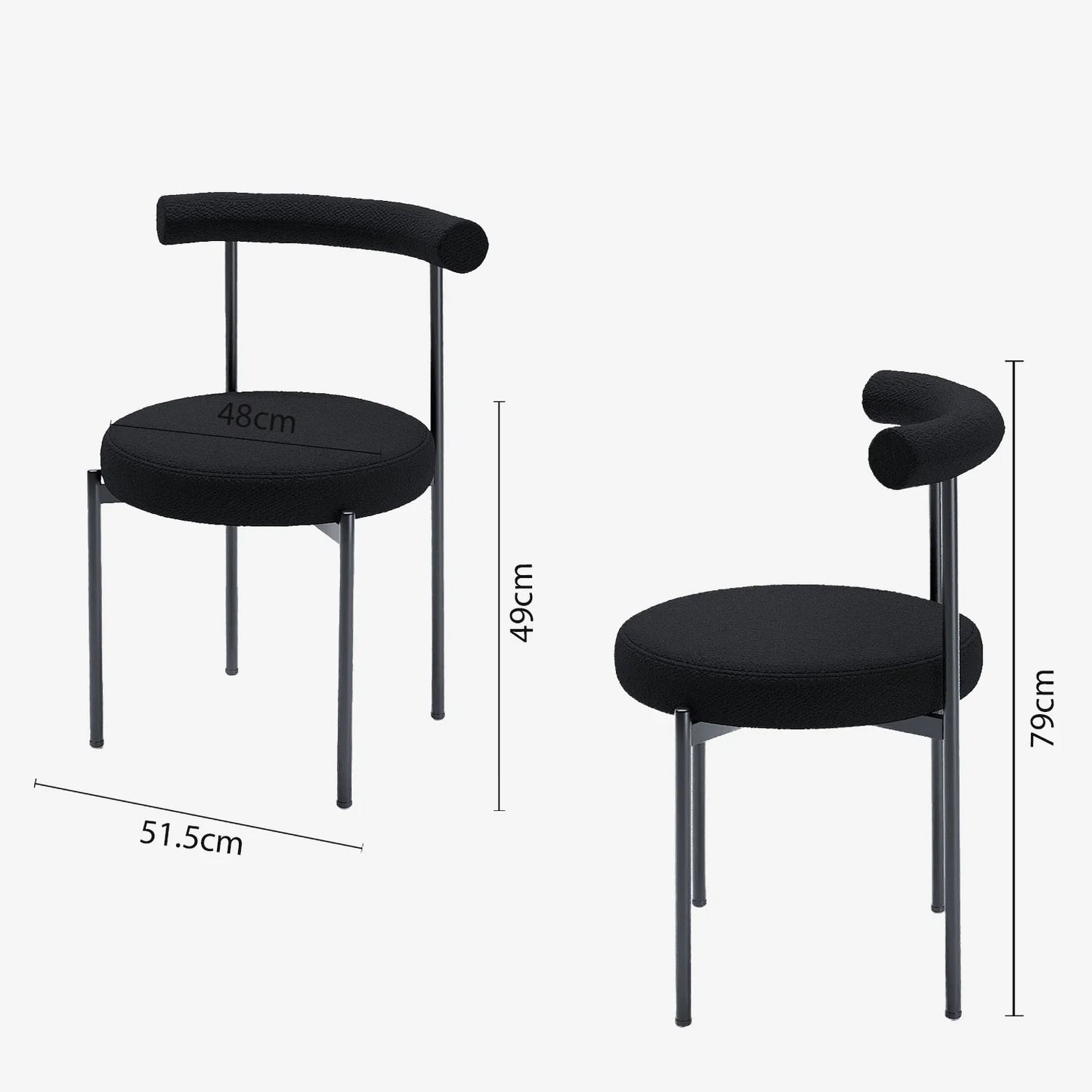 Lot de 2 chaises de salle   manger design moderne, bouclette grise anthracite Julia