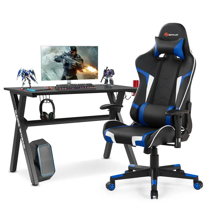 X-Frame Esports Desk and PVC Racing Chair Combo for Gamers