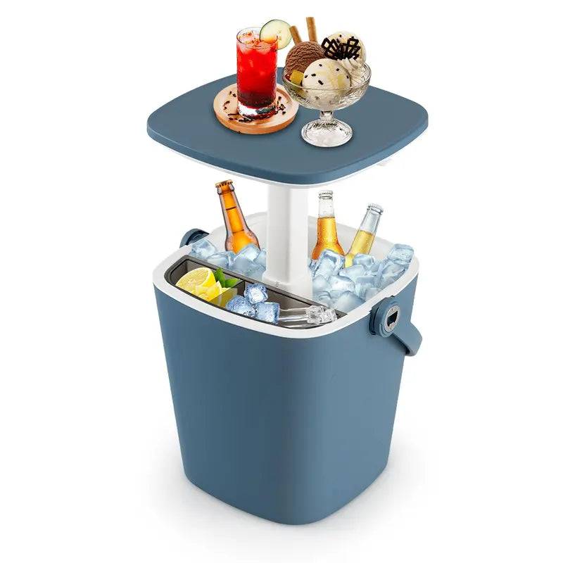 All-Weather Cooler Table  Portable 4-Gallon Beverage Chiller with Integrated Handle