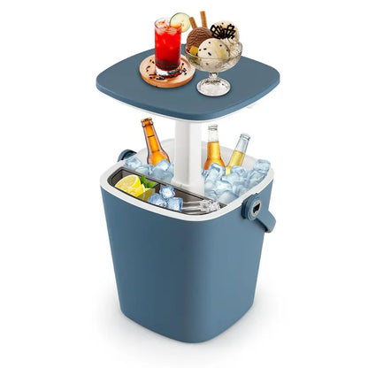 All-Weather Cooler Table  Portable 4-Gallon Beverage Chiller with Integrated Handle