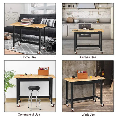 48-Inch Mobile Workbench  Heavy-Duty Rolling Workstation with Locking Casters