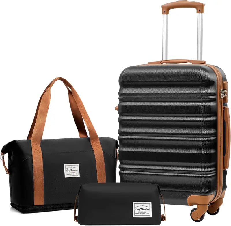 LONG VACATION 6-Piece ABS+PC Hardshell Luggage Set with Spinner Wheels and Carry-On Suitcase