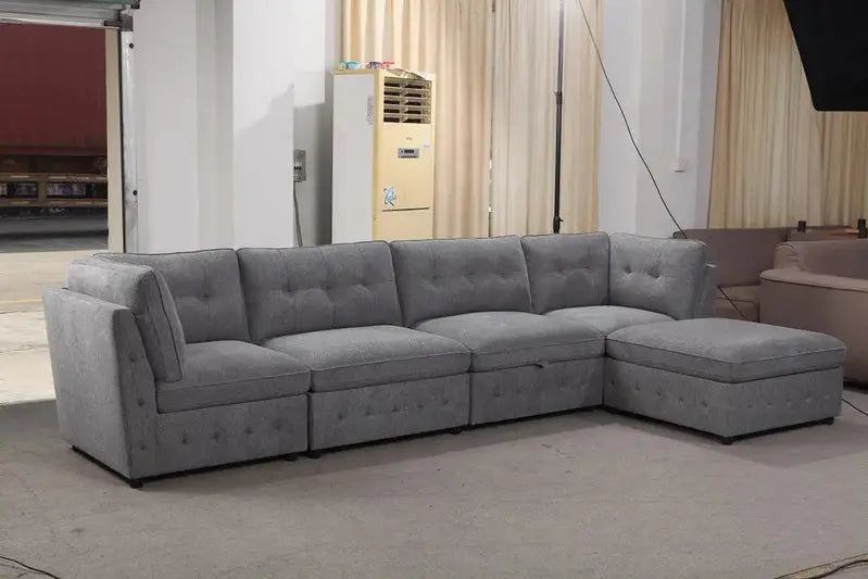Customizable Fabric Sectional Set with Six Components