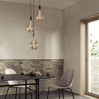 Triple Pendant in Graphite - Black Canopy