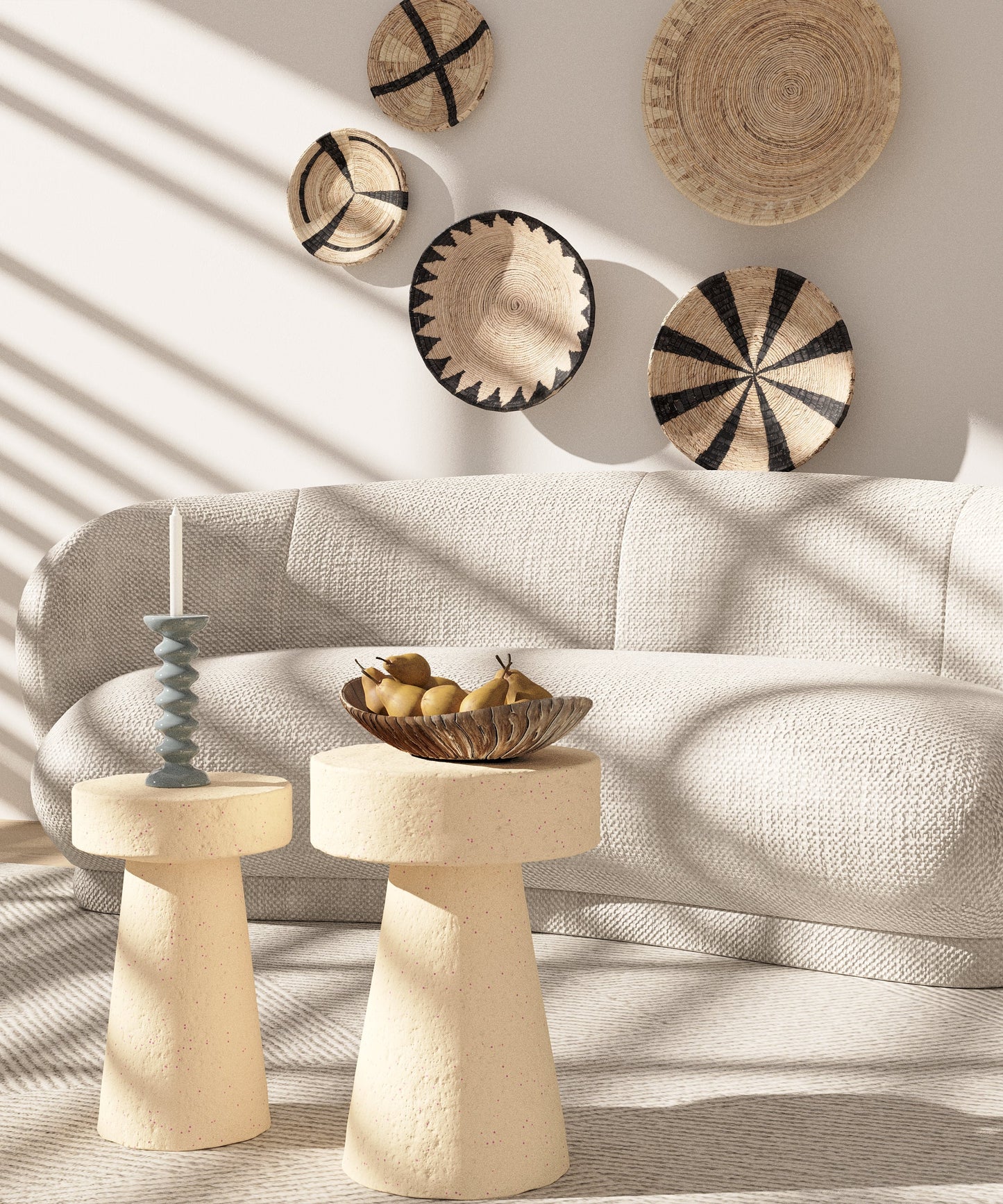 Table d appoint circulaire en magn sie cr me mouchet e rose Marguerite