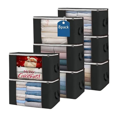 Large 90-Liter Foldable Fabric Storage Bags with Clear Window & Carry Handles