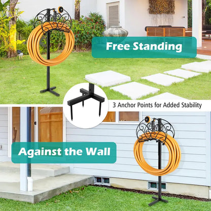 Detachable Metal Garden Hose Holder with Triple Anchor Points