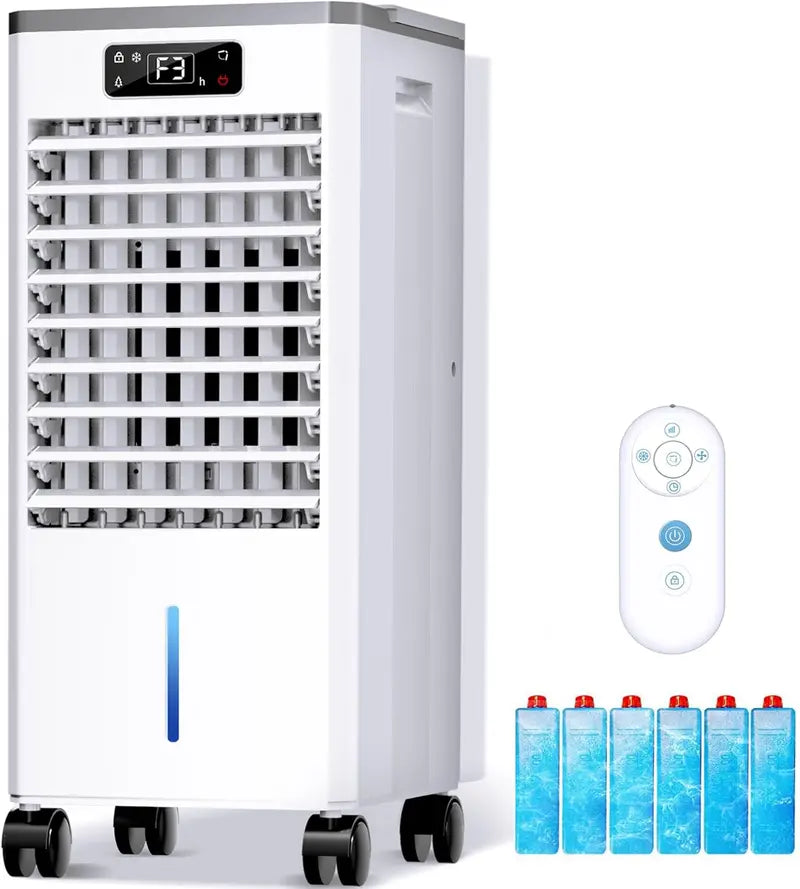 Hose-Free Portable Evaporative Air Cooler  3-Speed, 3-Mode Swamp Cooler with 12-Hour Auto-Off, 20-Hour Runtime, 16-Foot Remote
