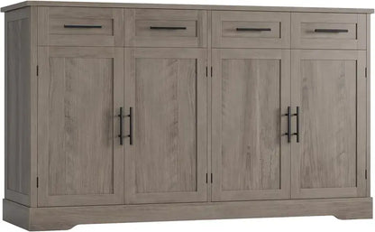 HOSTACK 60-Inch Large Kitchen Buffet  36-Inch Tall, 4-Drawer Storage Cabinet