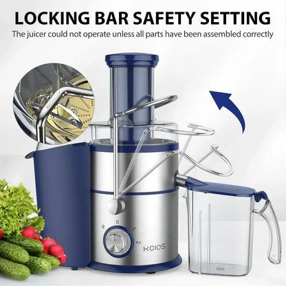 KOIOS 1300W High-Speed Centrifugal Juicer Featuring 3-Inch Wide Feed Chute & Titanium-Infused Filter