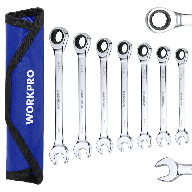 WORKPRO 7-Piece Ratcheting Combination Wrench Set  Compact & Durable