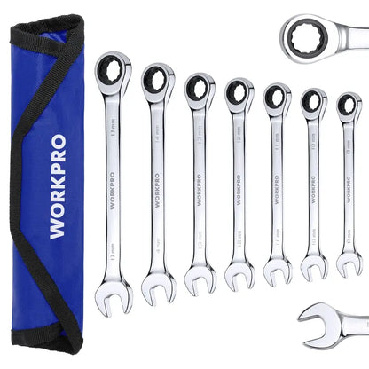 WORKPRO 7-Piece Ratcheting Combination Wrench Set  Compact & Durable