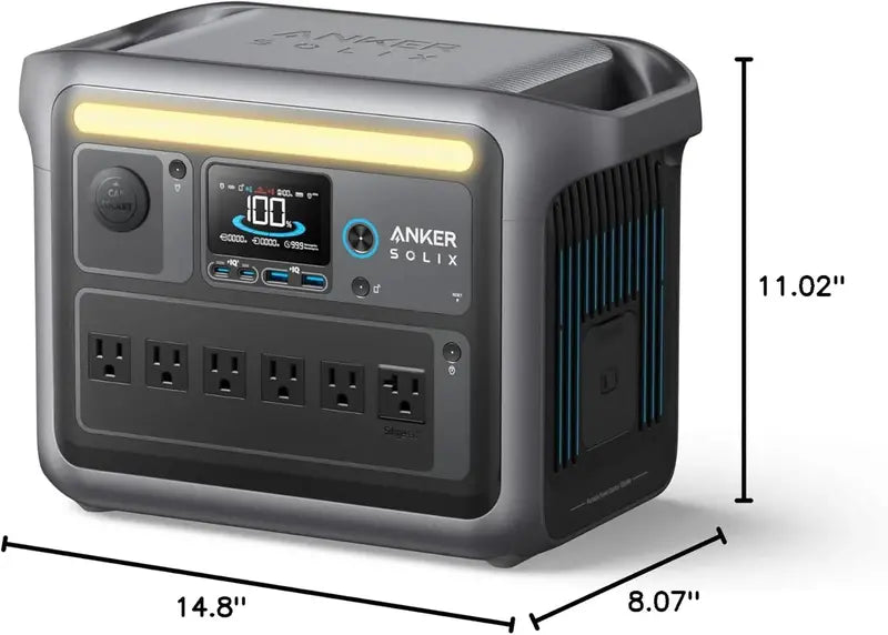 1800W (2400W Peak) Portable Solar Generator  1056Wh LiFePO4 Battery, 58-Min Fast Charge