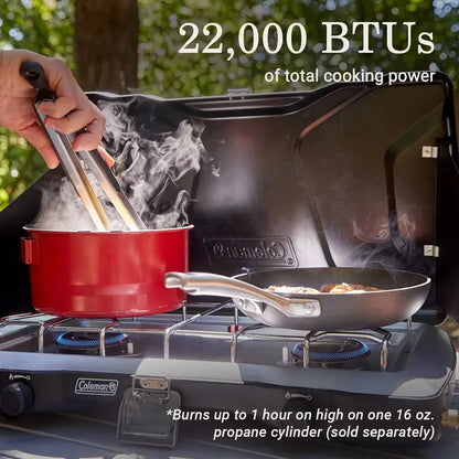 Coleman Triton+ 2-Burner Portable Propane Camping Stove with Wind Guards & Easy Ignition