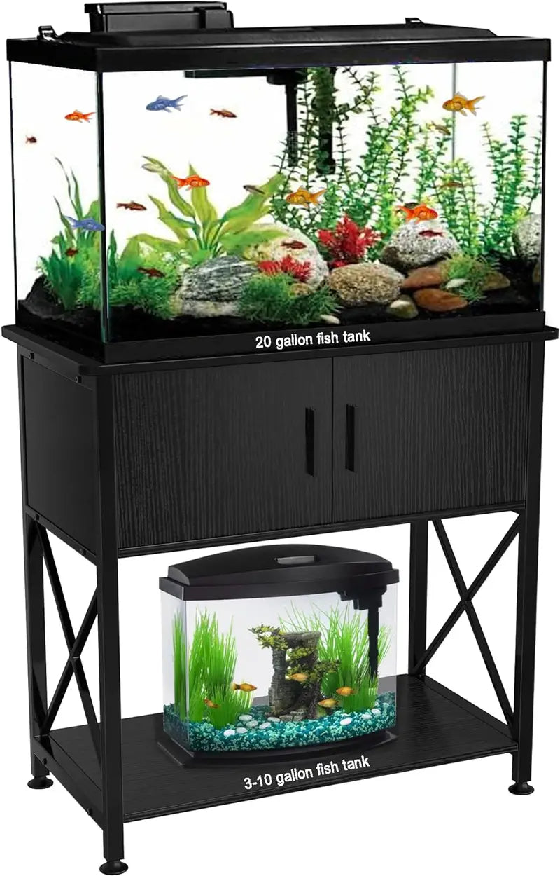 GDLF Metal Aquarium Stand for 20 Gallon Tanks with Cabinet Storage, 28.7″ L