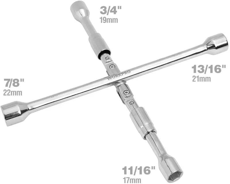 WORKPRO 14-Inch Universal 4-Way Folding Lug Wrench