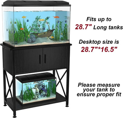 GDLF Metal Aquarium Stand for 20 Gallon Tanks with Cabinet Storage, 28.7″ L