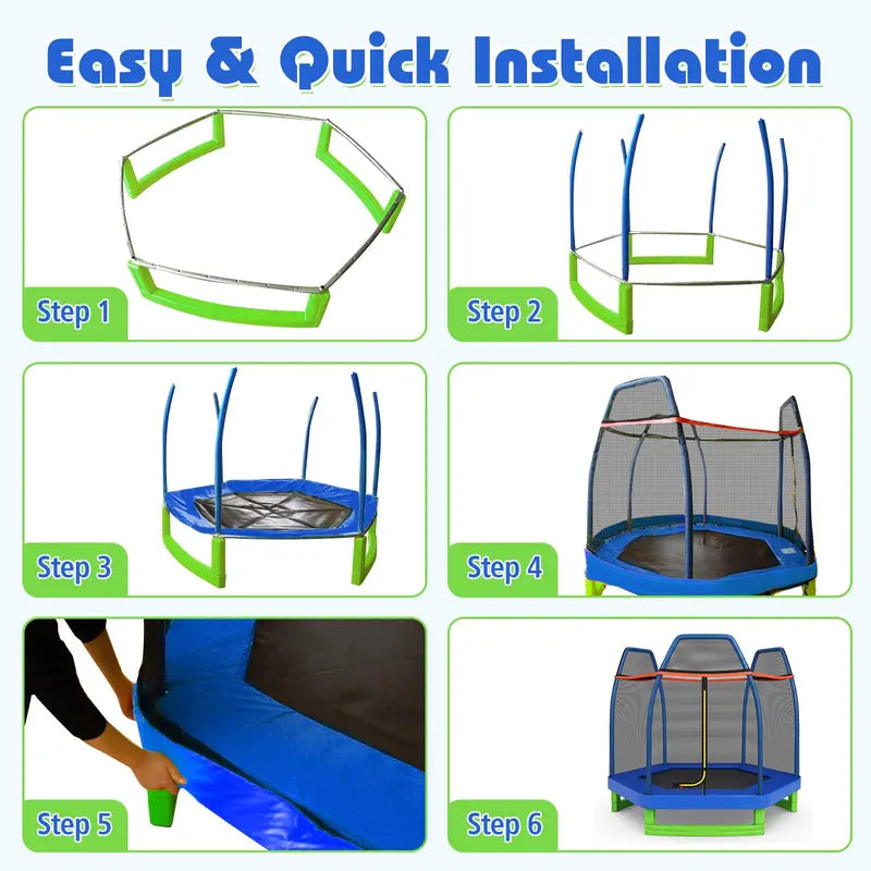 7-Foot ASTM-Certified Trampoline for Indoor & Outdoor Play