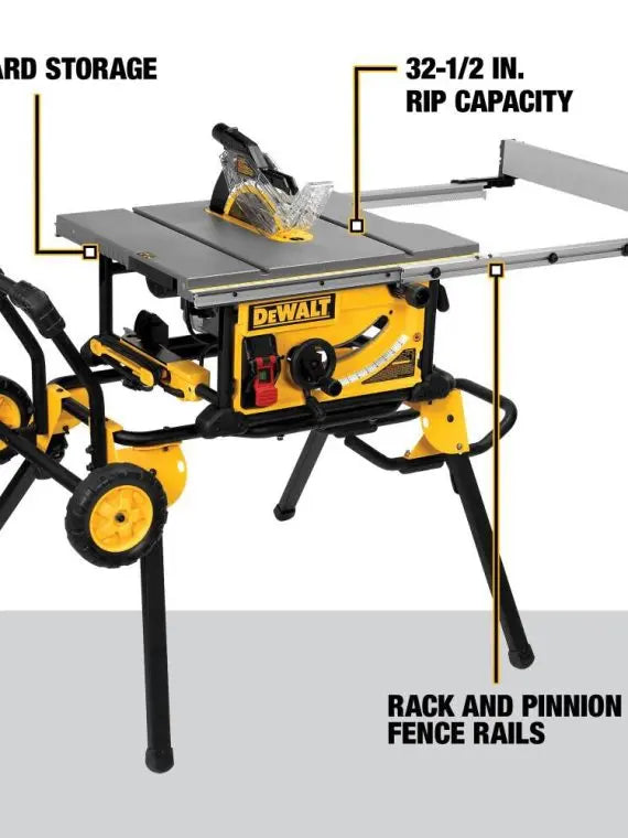 DEWALT DWE7491RS 10-Inch Jobsite Table Saw  32.5-Inch Rip Capacity with Rolling Stand