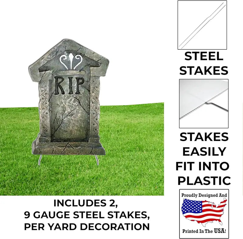 Set of 12 Spooky Halloween Tombstone Decorations for Cemetery Displays