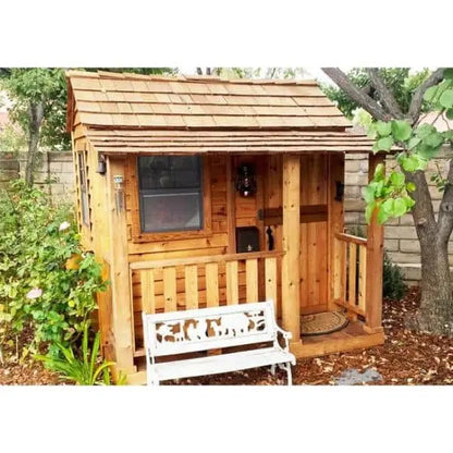 Little Squirt Cedar Playhouse  6 ft Backyard Play Structure with Dutch Door & Windows