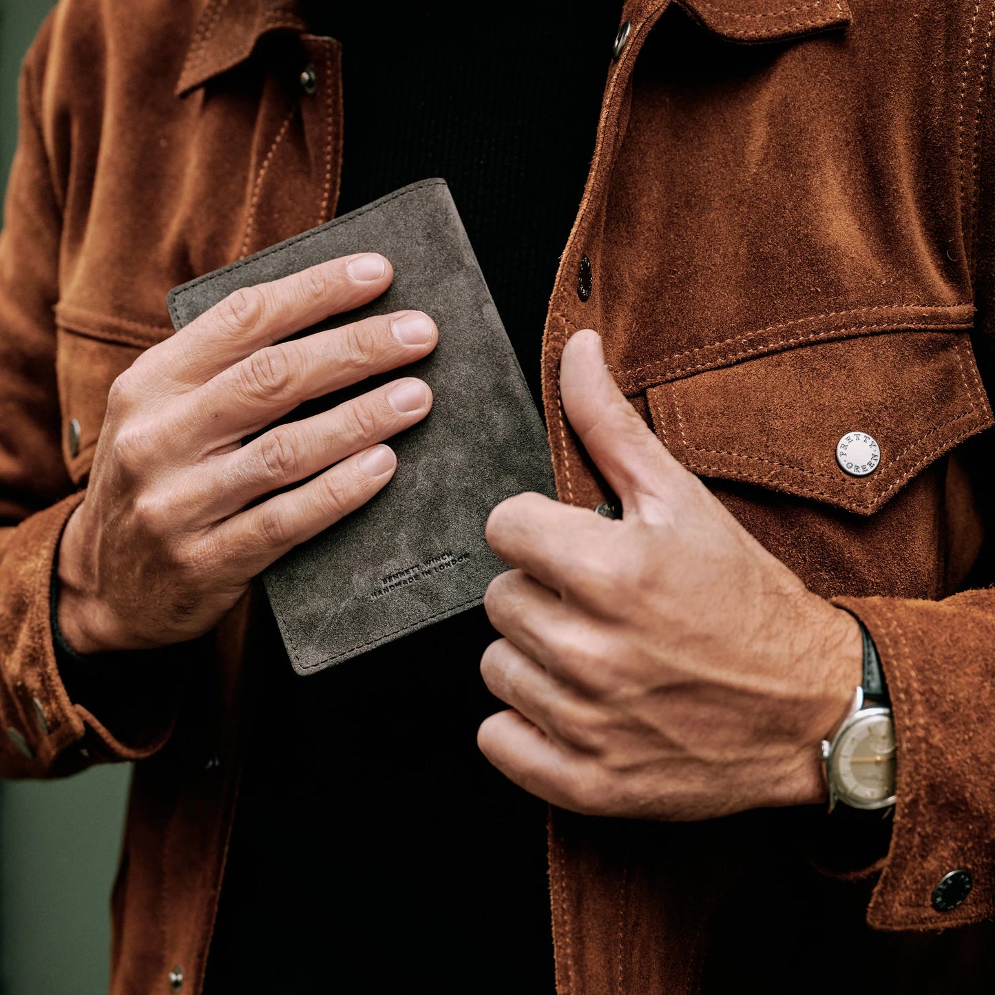 Suede Passport Wallet - Storm Grey