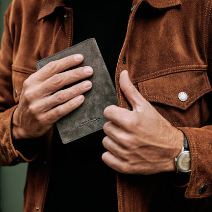 Suede Passport Wallet - Storm Grey