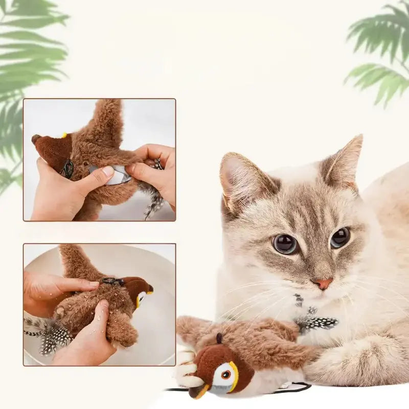 Motion-Activated Flapping Bird Toy  Interactive Cat Entertainment
