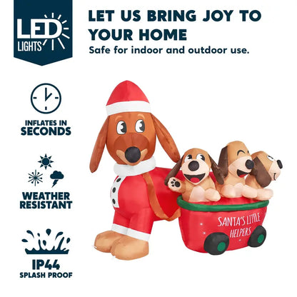 Joiedomi Syncfun 5FT LED Inflatable Dachshund Dog Christmas Yard Decoration