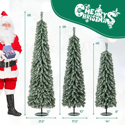 Three-Piece Pre-Lit Artificial Christmas Tree Set (4-, 5-, and 6-Foot) with Cascading Branches