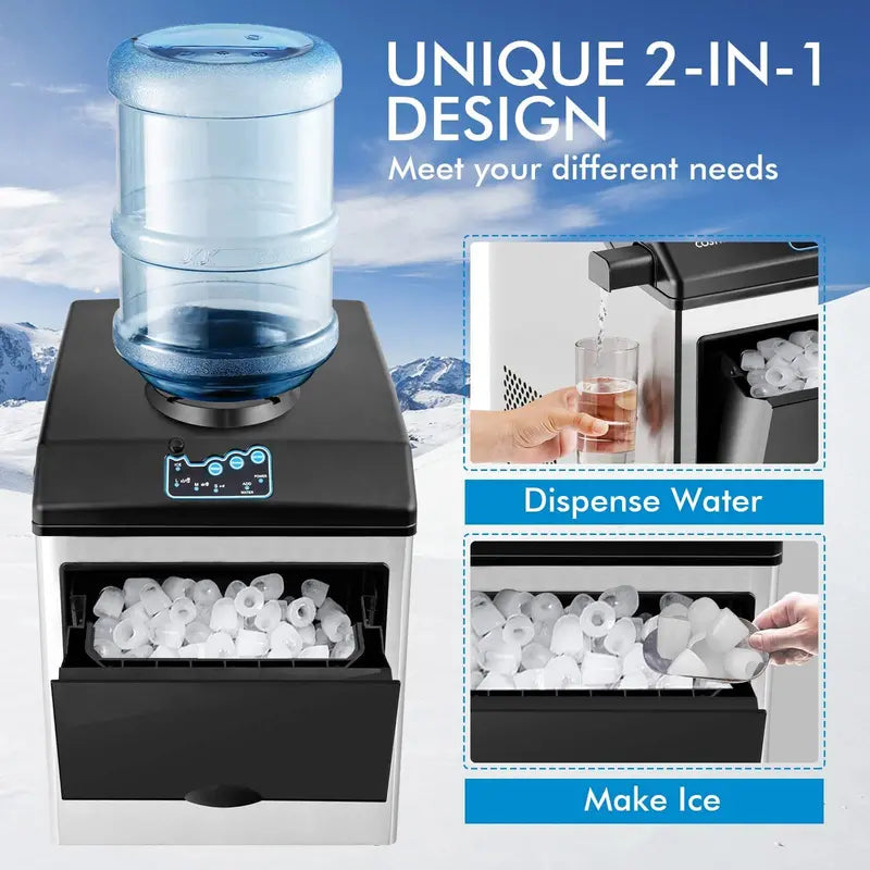 Dual-Function Countertop Ice Maker & Water Cooler  48 lbs/24 Hours with Small/Medium/Large Ice Options