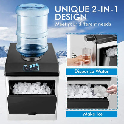 Dual-Function Countertop Ice Maker & Water Cooler  48 lbs/24 Hours with Small/Medium/Large Ice Options