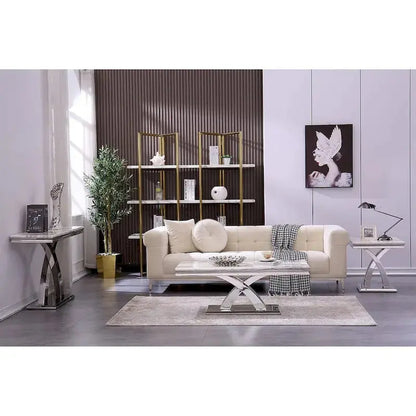 Contemporary Rectangular Coffee Table  48-Inch X-Base Design with Pedestal Support for Living Rooms