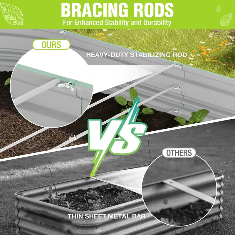 WORKPRO Twin Galvanized Raised Garden Beds  8′ x 4′ x 1′, Easy-Assembly Outdoor Planters