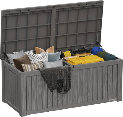 EAST OAK 60-Gallon Resin Deck Box  All-Weather Indoor/Outdoor Storage Bin with Waterproof Design