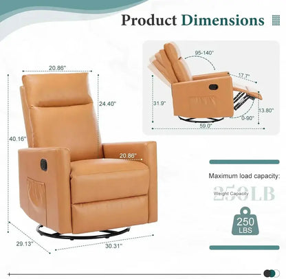 Ergonomic Swivel Rocking Chair with Padded Footrest and Deep Cushioned Seat