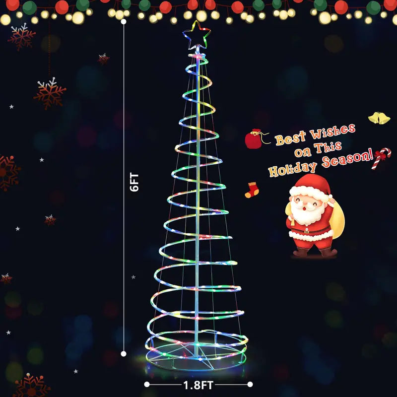 6-Foot Outdoor Spiral Christmas Tree  Pre-Lit with 135 Warm White LED Lights