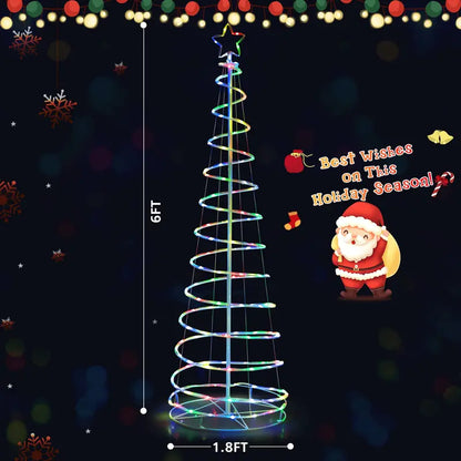 6-Foot Outdoor Spiral Christmas Tree  Pre-Lit with 135 Warm White LED Lights